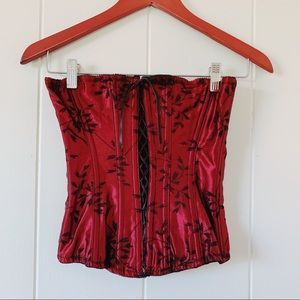 Maroon lace up corset top